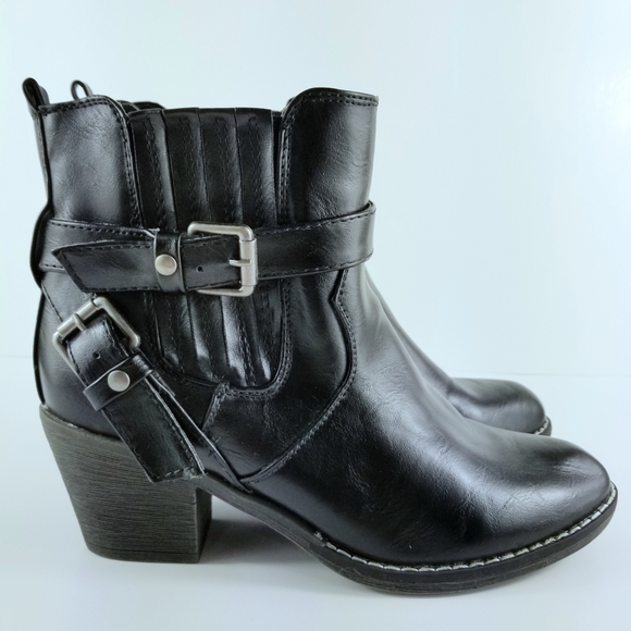 Sz 9 Cathy Jean Western Style Black Ankle Boots - Picture 6 of 10